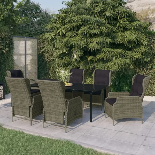 Ensemble à manger de jardin 7 pcs Marron