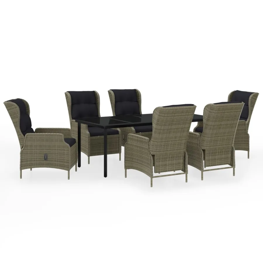 Ensemble à manger de jardin 7 pcs Marron - 2