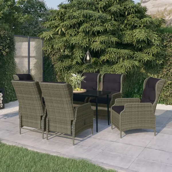 Ensemble à manger de jardin 7 pcs Marron