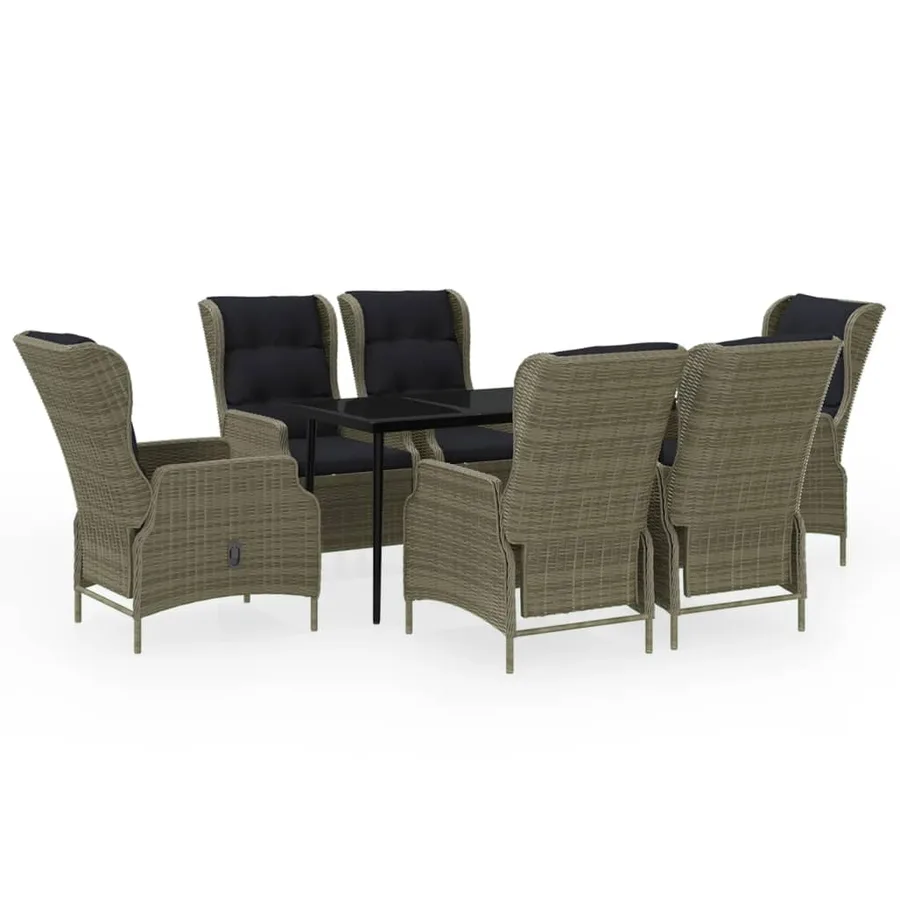 Ensemble à manger de jardin 7 pcs Marron - 2