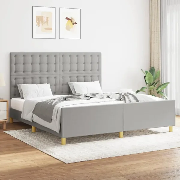 Cadre de lit sans matelas gris clair 160x200 cm tissu