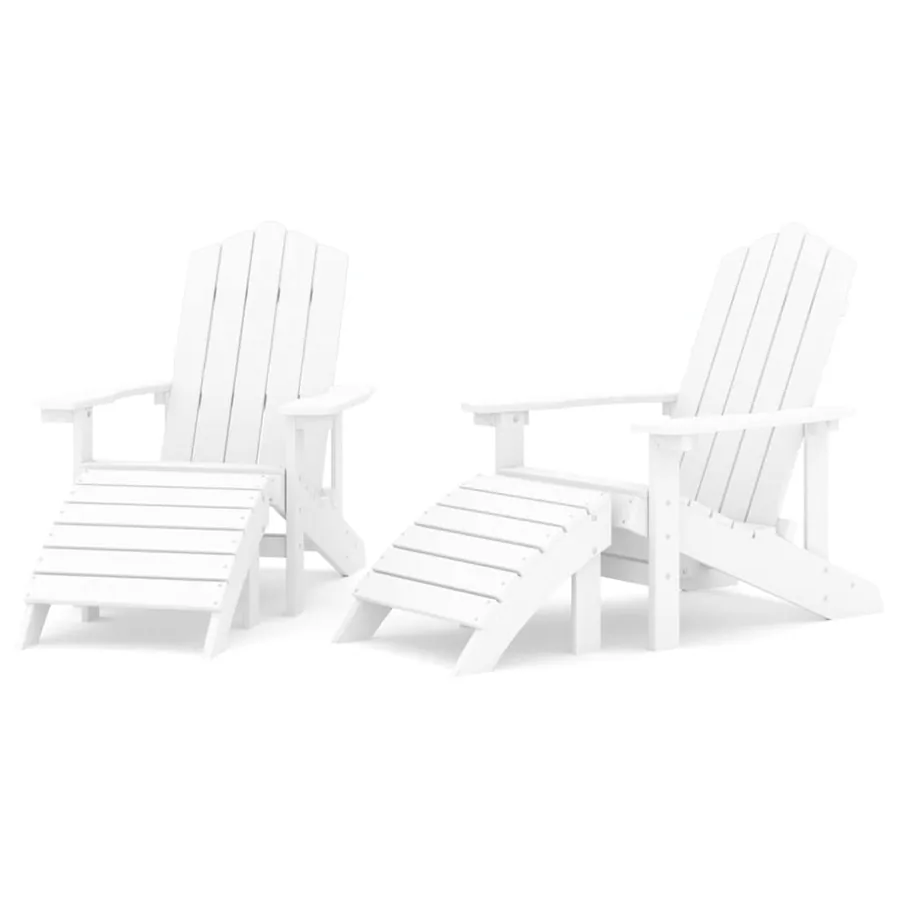 Chaises de jardin Adirondack lot de 2 repose-pieds PEHD Blanc - 2