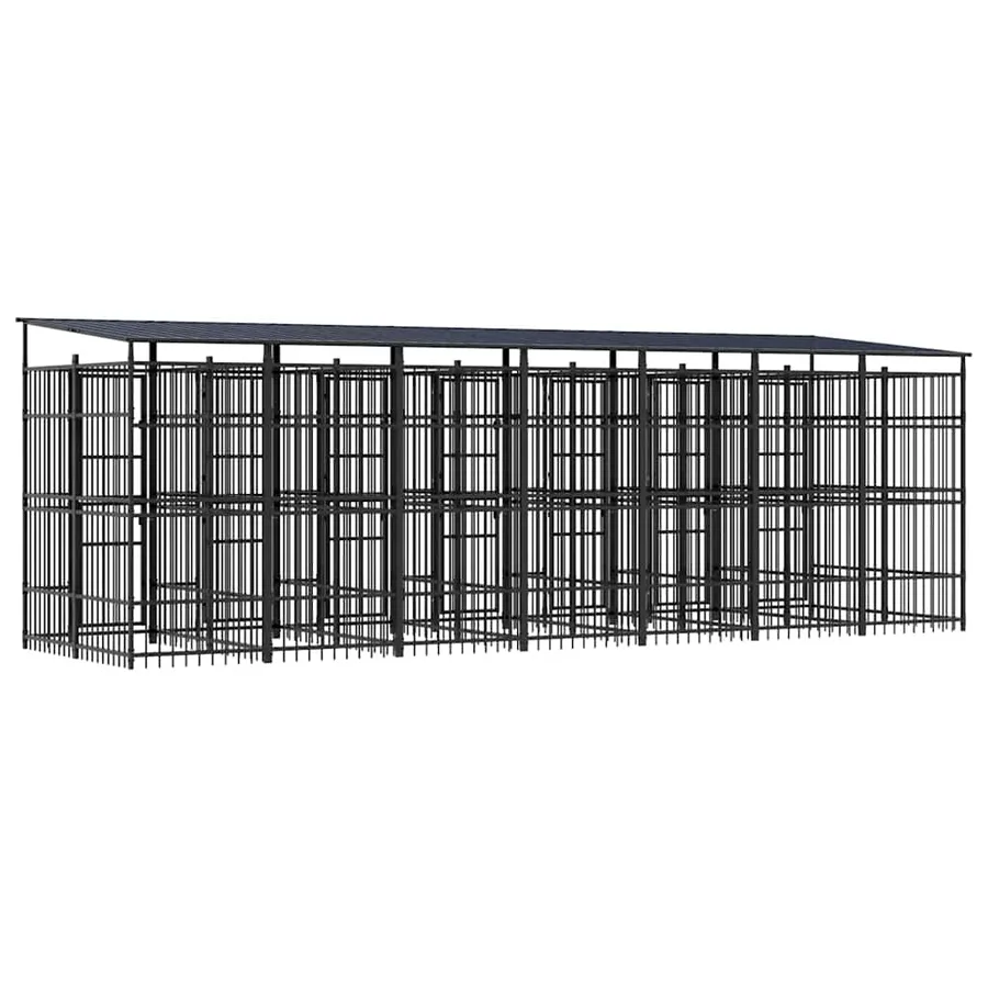 Chenil d'extérieur avec toit pour chiens Acier 12,9 m² - 7
