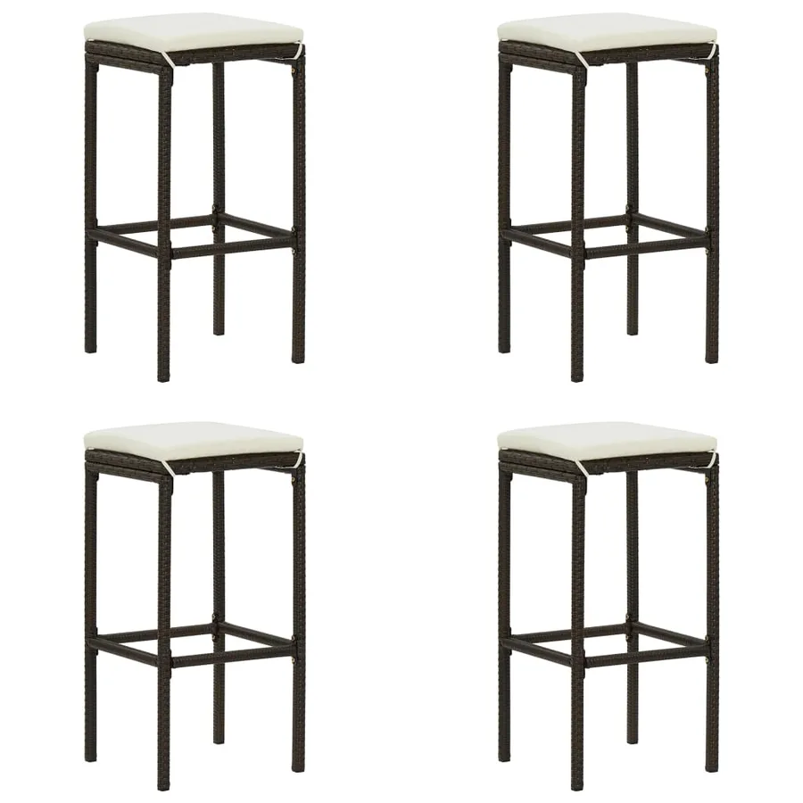 Ensemble bar de jardin 5 pcs et coussins Résine tressée Marron - 7