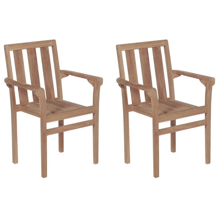 Chaises de jardin lot de 2 et coussins anthracite Bois de teck - 3