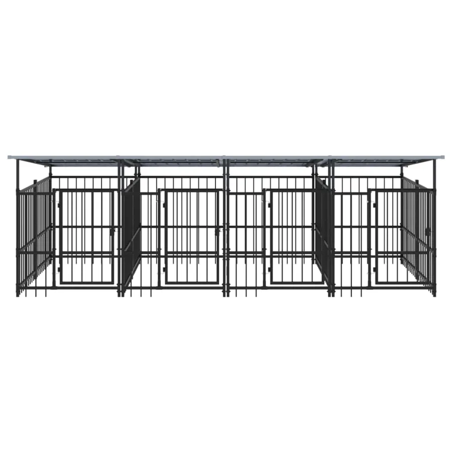 Chenil d'extérieur avec toit pour chiens Acier 7,51 m² - 3