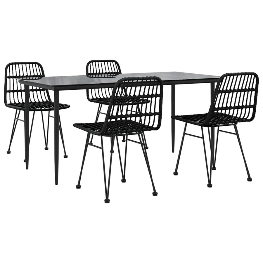 Ensemble à manger de jardin 5 pcs Noir Résine tressée - 3