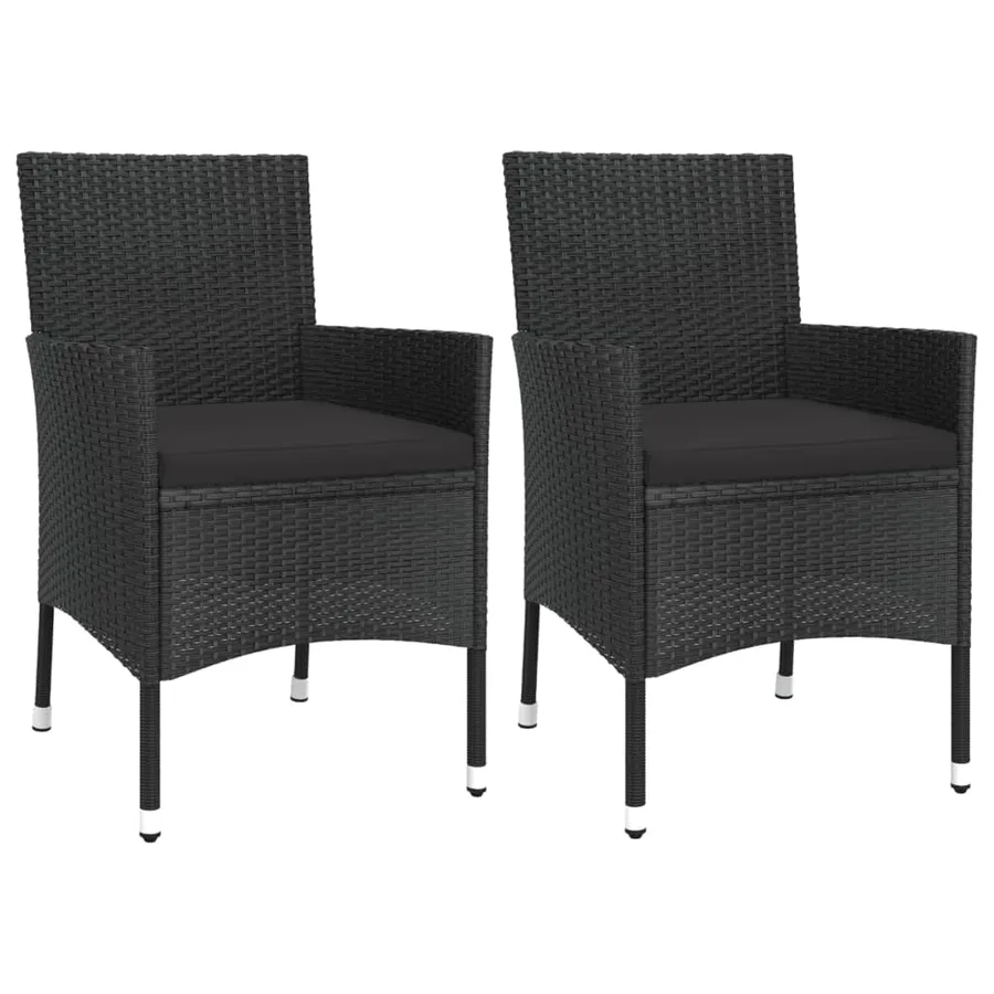 Ensemble de bistro de jardin 3 pcs coussins noir poly rotin - 3