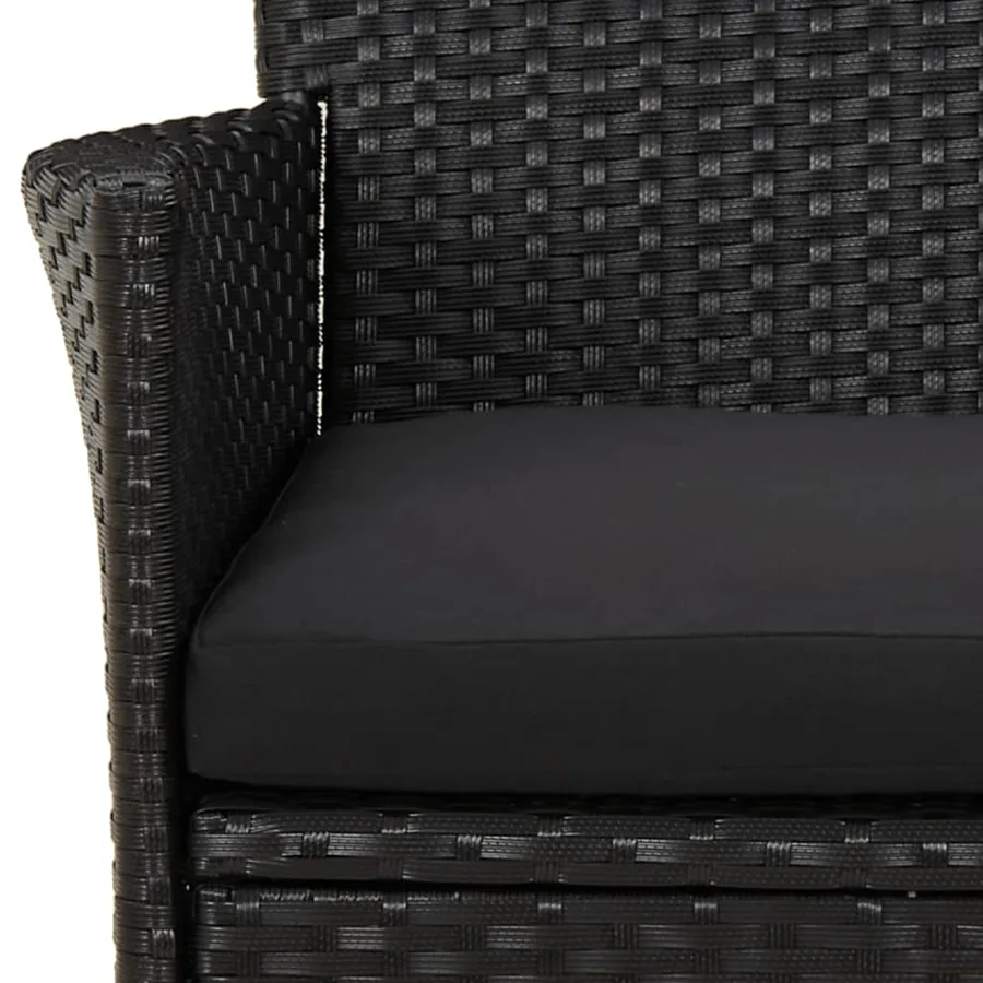 Ensemble de bistro de jardin 3 pcs coussins noir poly rotin - 6