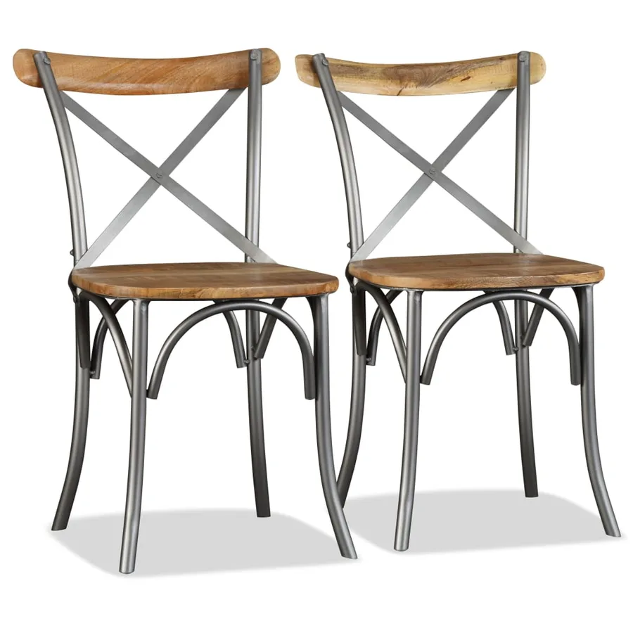 Chaises à manger lot de 4 bois de manguier massif et acier - 6