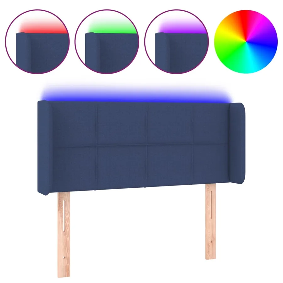 Tête de lit à LED Bleu 103x16x78/88 cm Tissu - 2