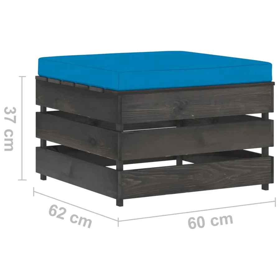 Salon de jardin 2 pcs avec coussins Bois imprégné de gris - 8