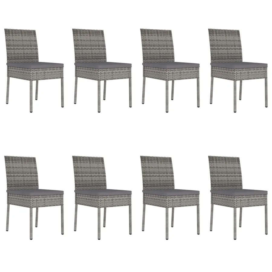 Ensemble à manger de jardin 9 pcs Résine tressée Gris - 7
