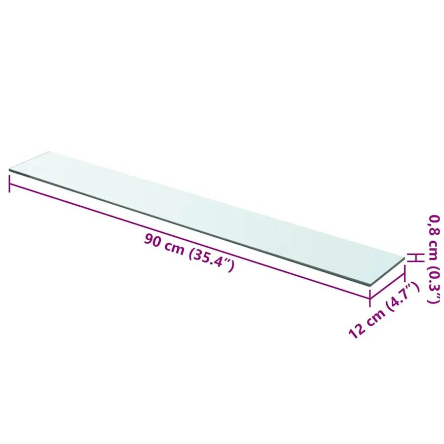 Panneaux d'étagère 2 pcs Verre Transparent 90 x 12 cm - 4