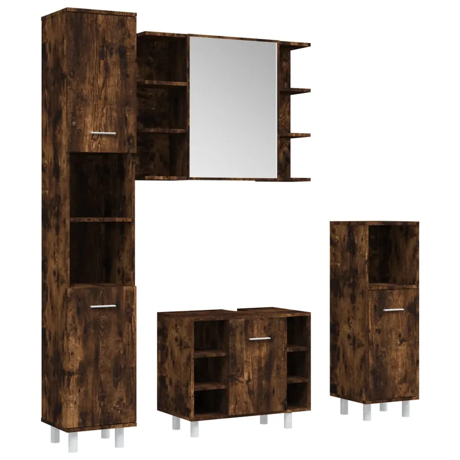 Ensemble d'armoires de salle de bain 4 pcs chêne fumé - 2