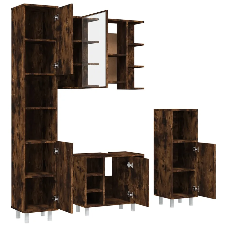 Ensemble d'armoires de salle de bain 4 pcs chêne fumé - 5