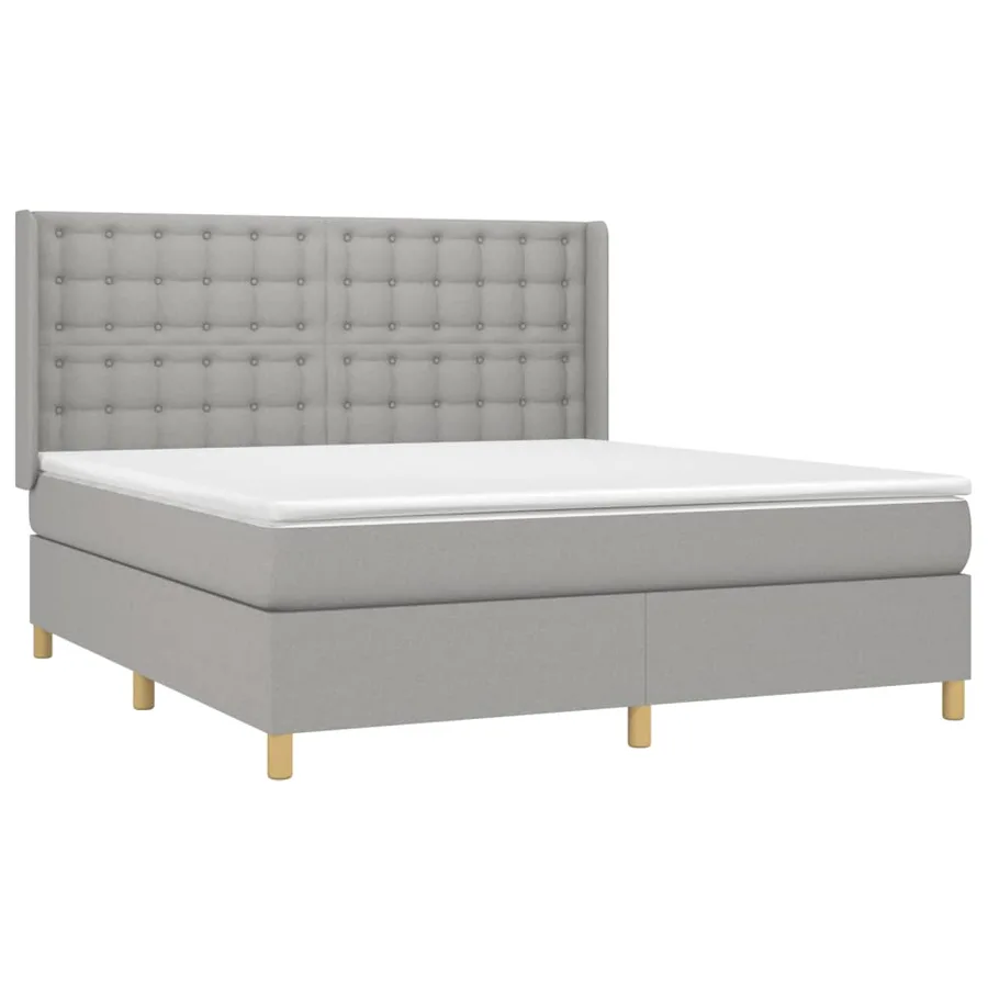 Sommier à lattes de lit matelas LED Gris clair 160x200 cm Tissu - 4