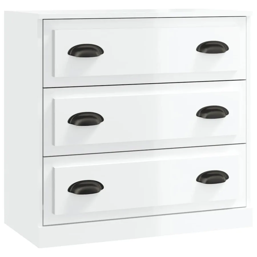 Buffets 2 pcs blanc brillant bois d'ingénierie - 3