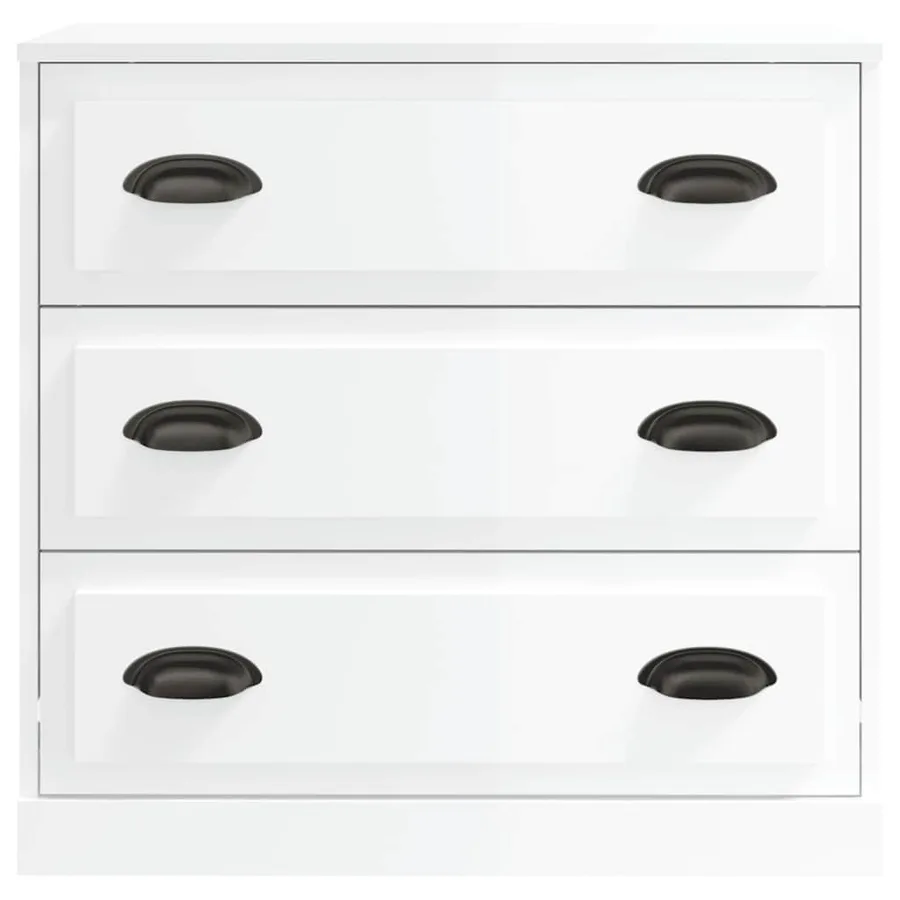 Buffets 2 pcs blanc brillant bois d'ingénierie - 4