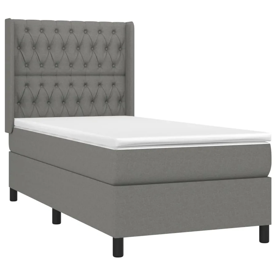 Sommier à lattes de lit matelas LED Gris foncé 90x200cm Tissu - 4