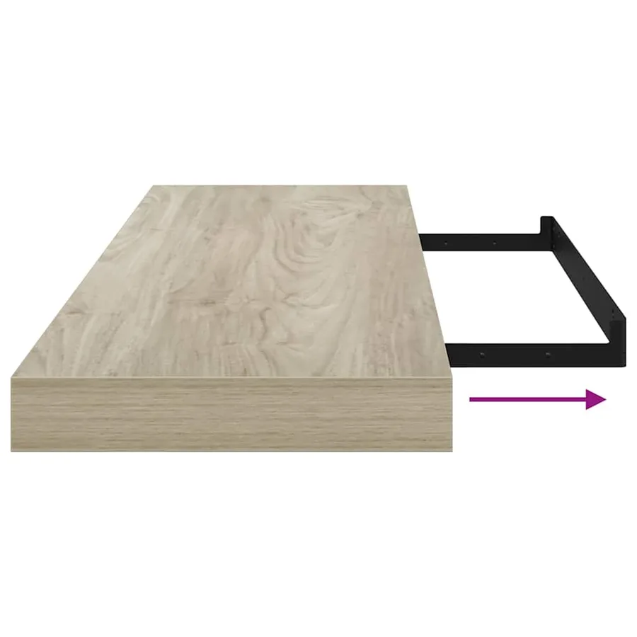 Étagère flottante murale chêne 80x23,5x3,8 cm MDF - 10
