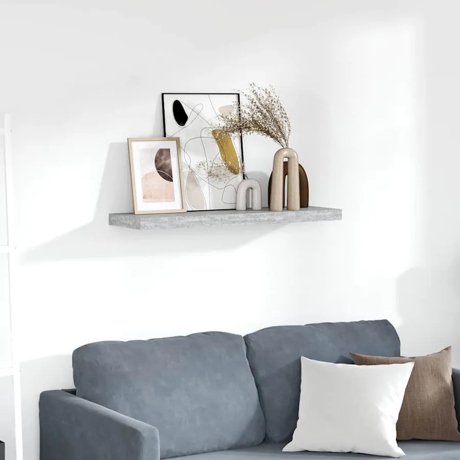 Étagère murale flottante Gris béton 80x23,5x3,8 cm MDF