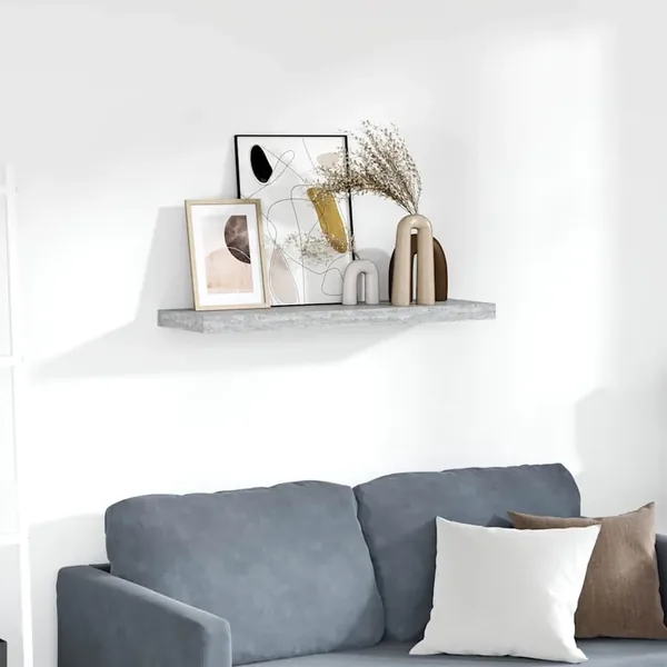 Étagère murale flottante Gris béton 80x23,5x3,8 cm MDF