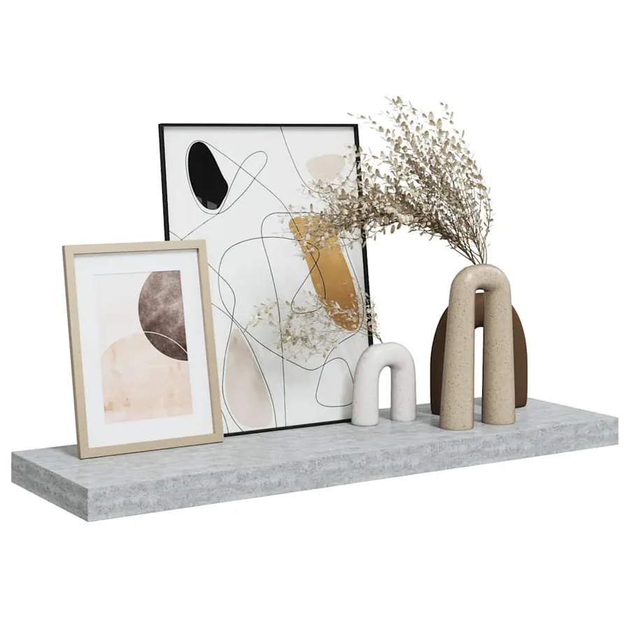 Étagère murale flottante Gris béton 80x23,5x3,8 cm MDF - 5