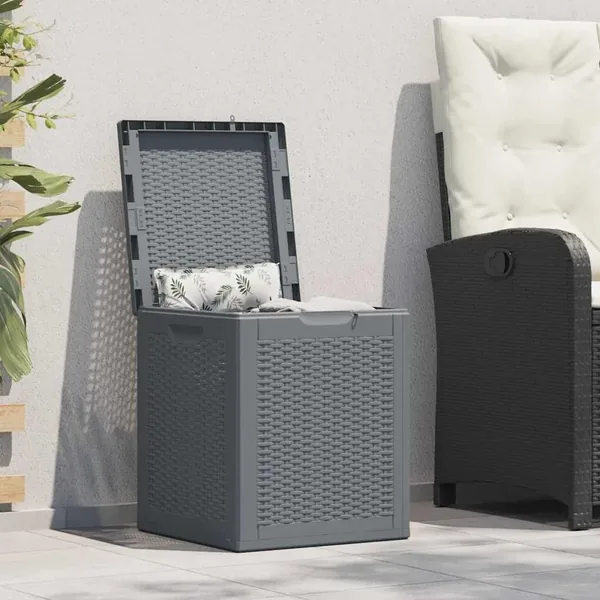 Boîte de rangement de jardin gris PP rotin 90 L