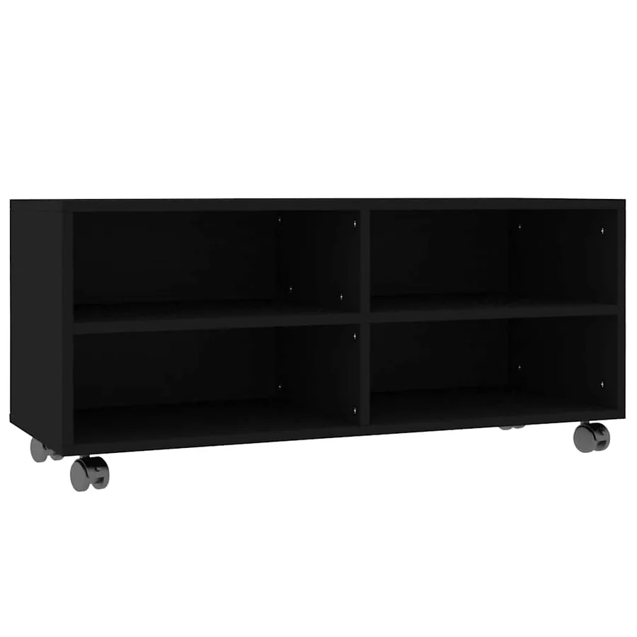 Meuble TV avec roulettes Noir 90x35x35 cm Bois d'ingénierie - 2