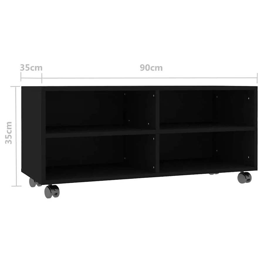Meuble TV avec roulettes Noir 90x35x35 cm Bois d'ingénierie - 6