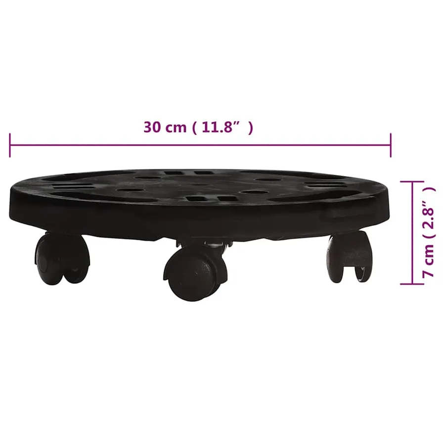 Chariots à plantes avec roues 2 pcs Diamètre 30 cm Noir 170 kg - 8