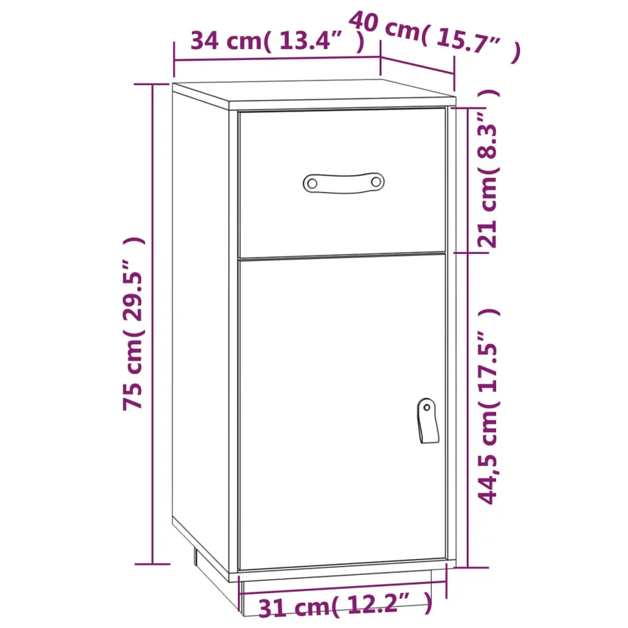 Buffet 34x40x75 cm Bois massif de pin - 11