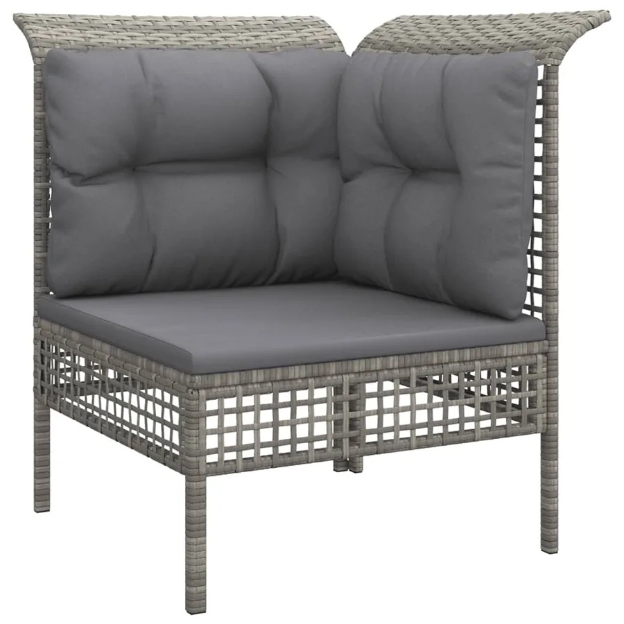 Salon de jardin 6 pcs avec coussins Gris Résine tressée - 4