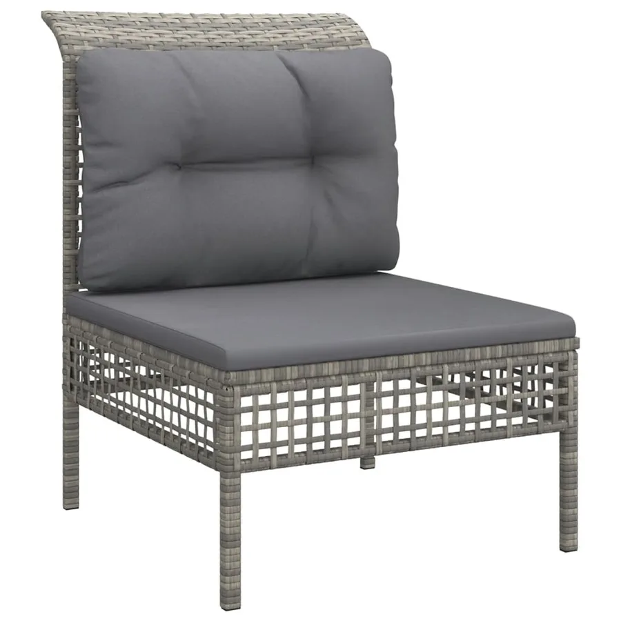 Salon de jardin 6 pcs avec coussins Gris Résine tressée - 5