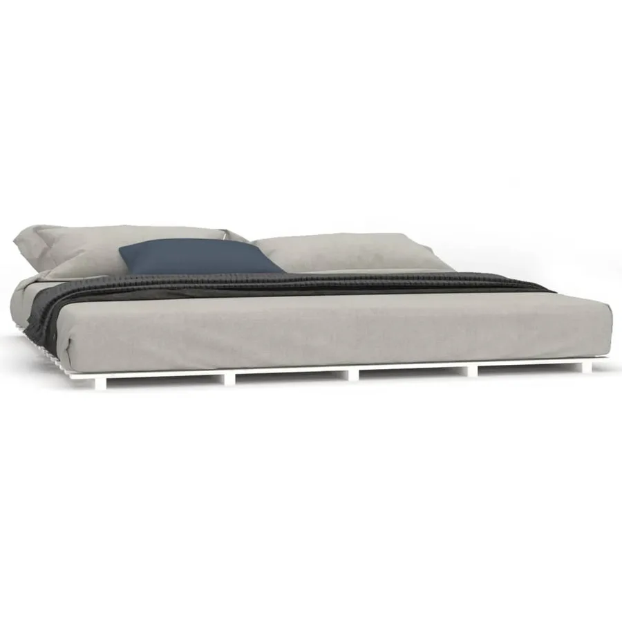 Cadre de lit sans matelas blanc 200x200 cm bois massif de pin - 2