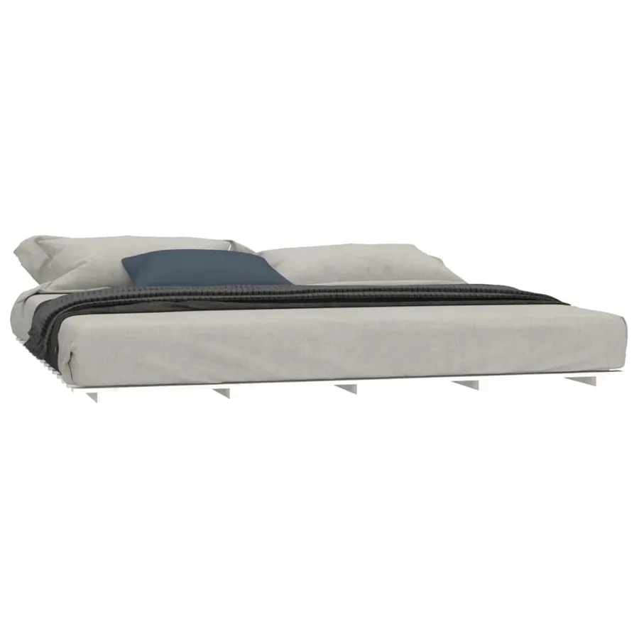 Cadre de lit sans matelas blanc 200x200 cm bois massif de pin - 3