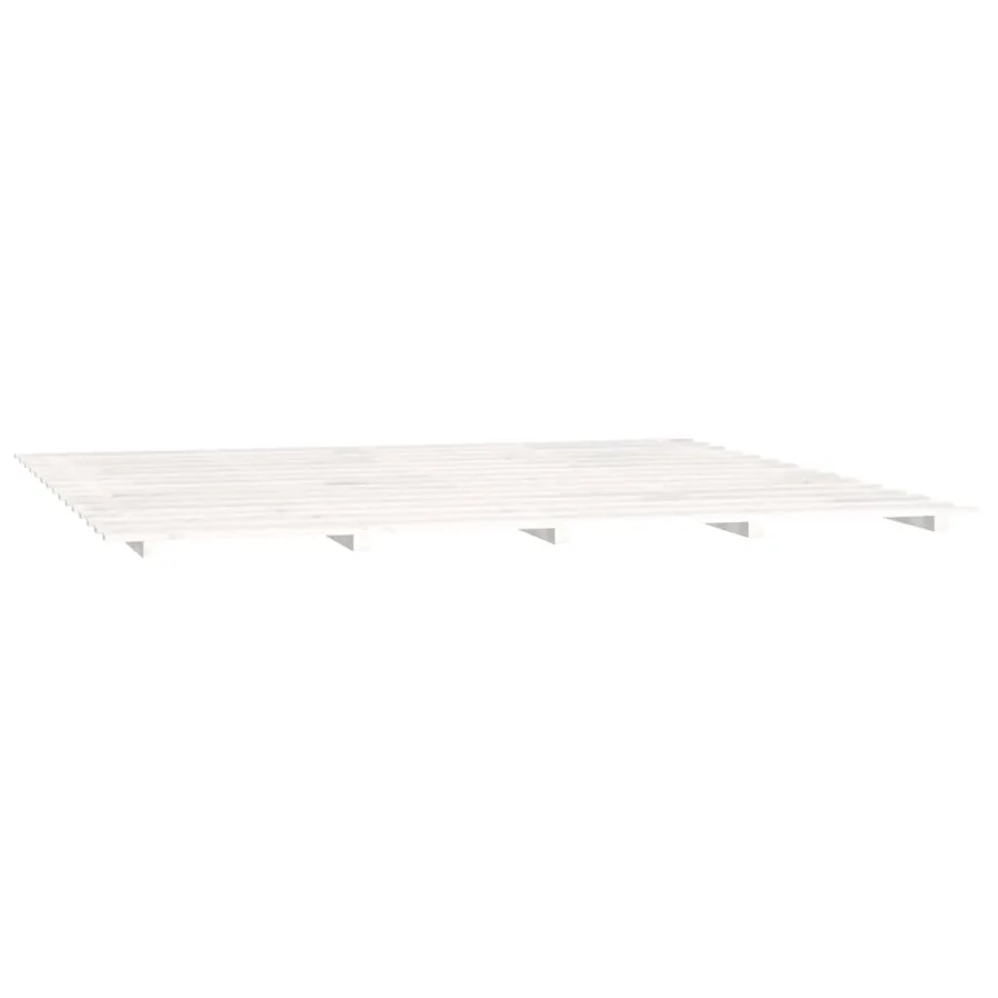 Cadre de lit sans matelas blanc 200x200 cm bois massif de pin - 4