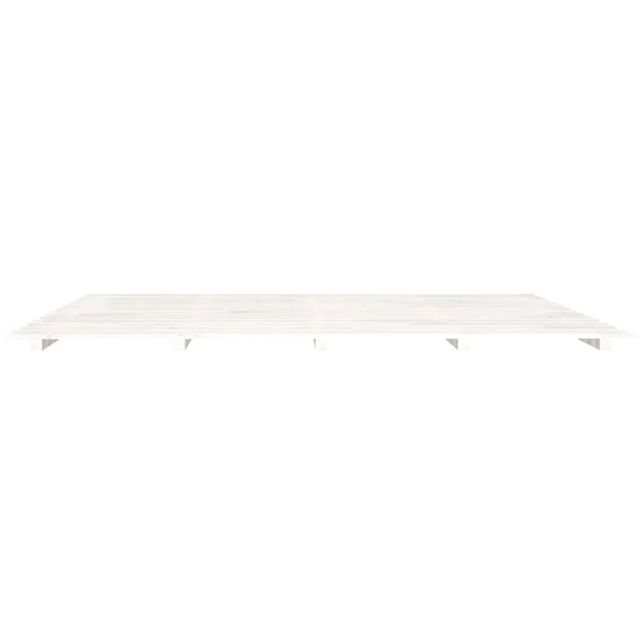 Cadre de lit sans matelas blanc 200x200 cm bois massif de pin - 5