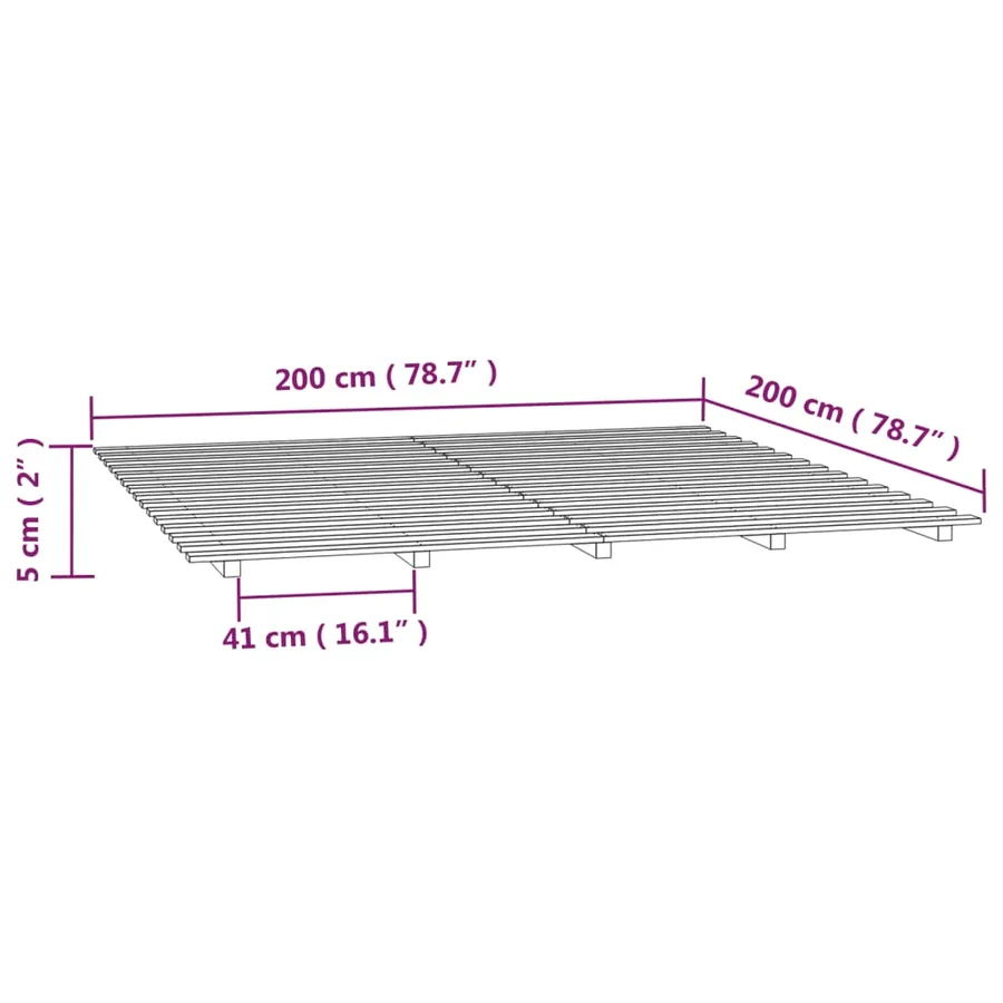 Cadre de lit sans matelas blanc 200x200 cm bois massif de pin - 8