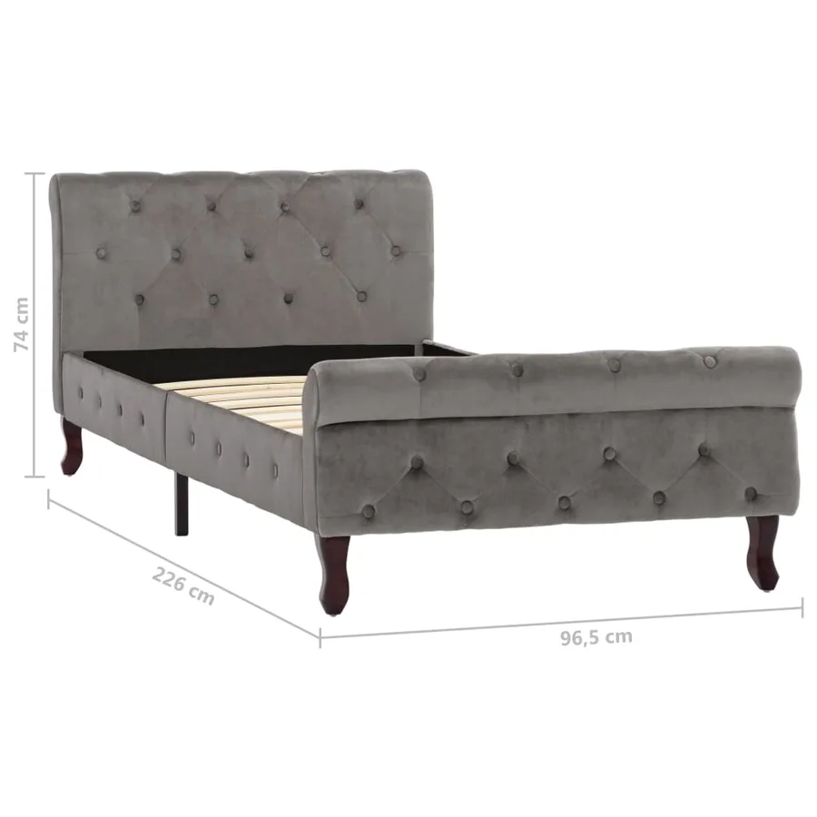 Cadre de lit sans matelas Gris Velours 90x200 cm - 7