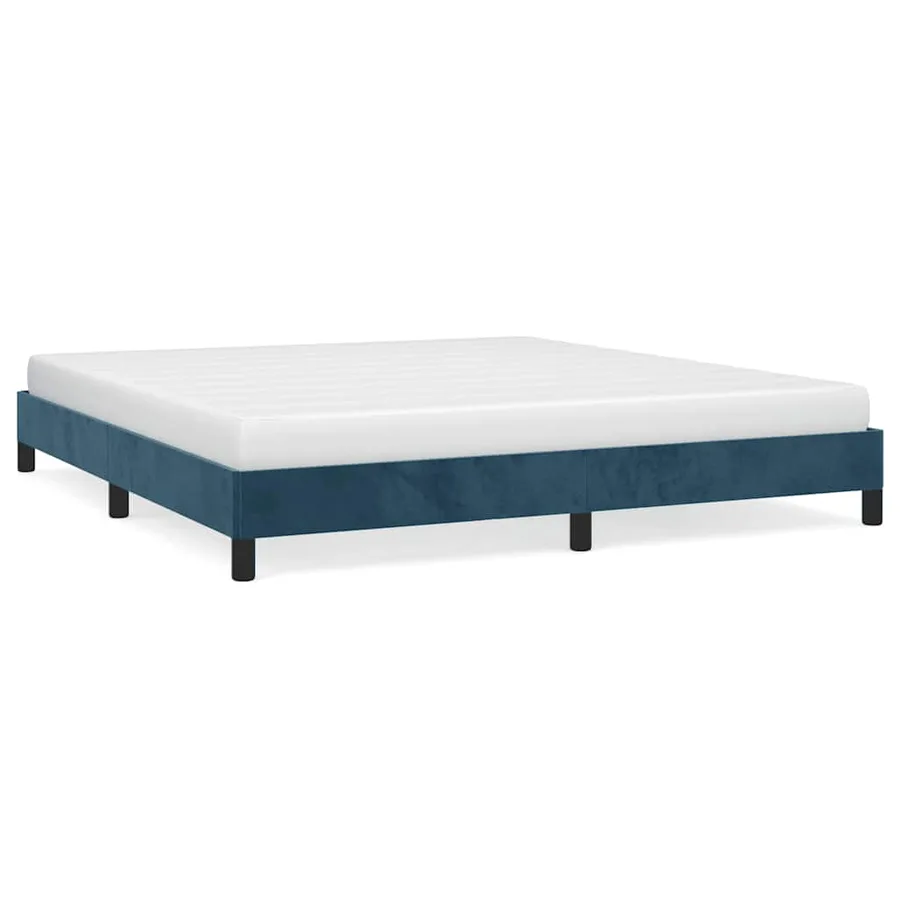 Cadre de lit sans matelas bleu foncé 160x200 cm velours - 2