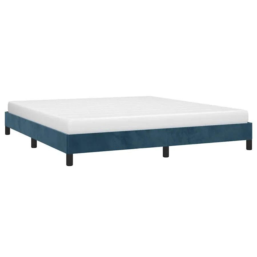 Cadre de lit sans matelas bleu foncé 160x200 cm velours - 3
