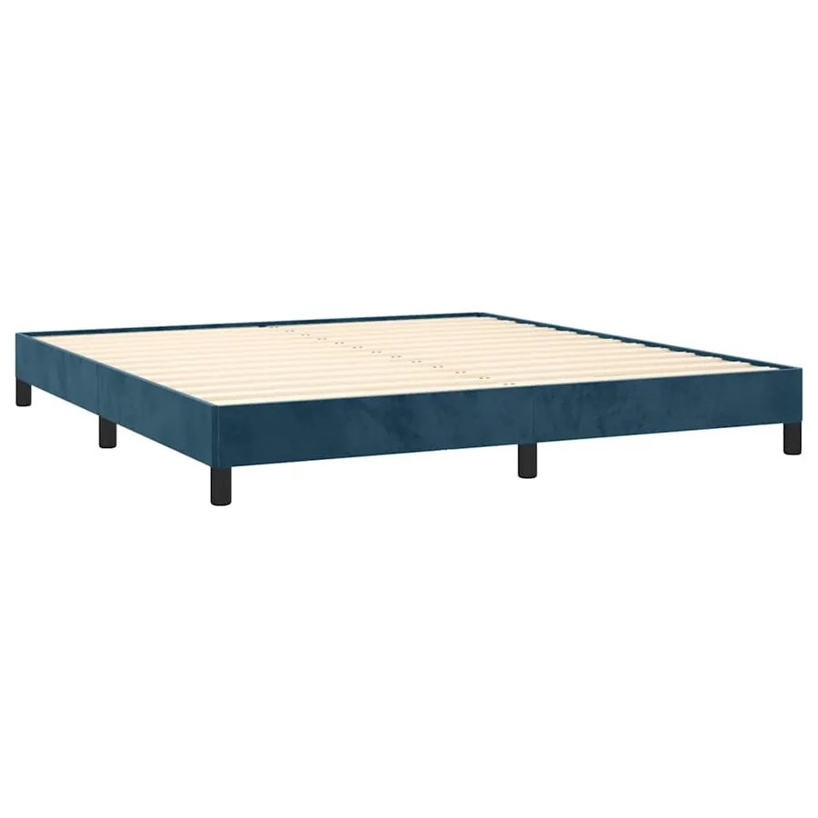 Cadre de lit sans matelas bleu foncé 160x200 cm velours - 4