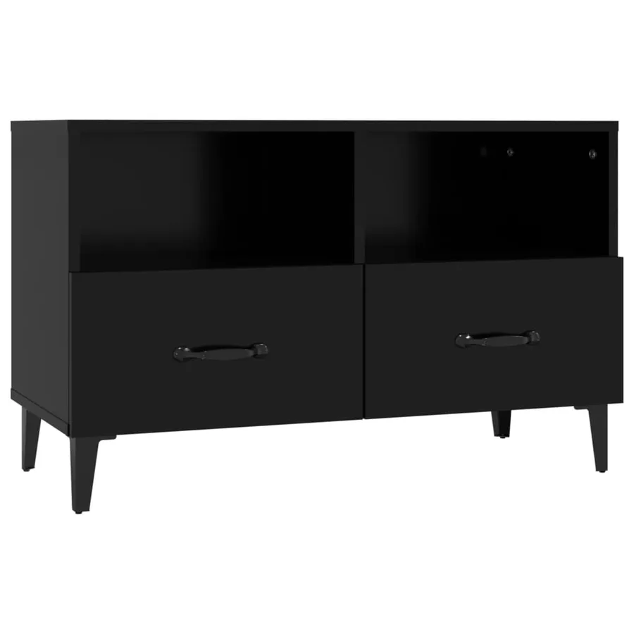 Meuble TV Noir 80x36x50 cm Bois d'ingénierie - 2
