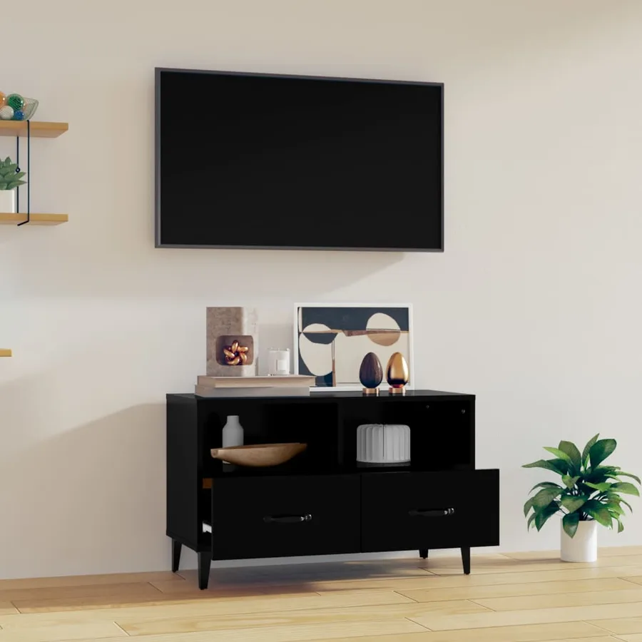 Meuble TV Noir 80x36x50 cm Bois d'ingénierie - 3
