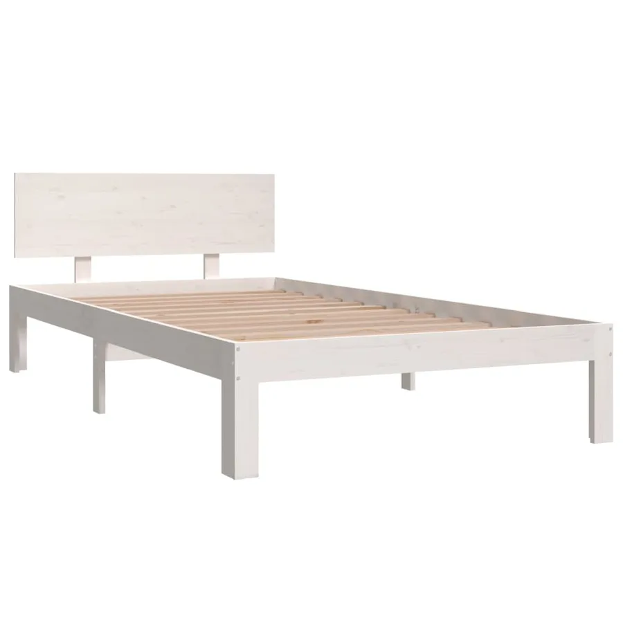 Cadre de lit sans matelas blanc bois de pin massif 100x200 cm - 3
