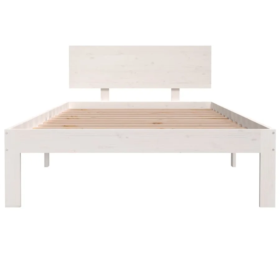 Cadre de lit sans matelas blanc bois de pin massif 100x200 cm - 4