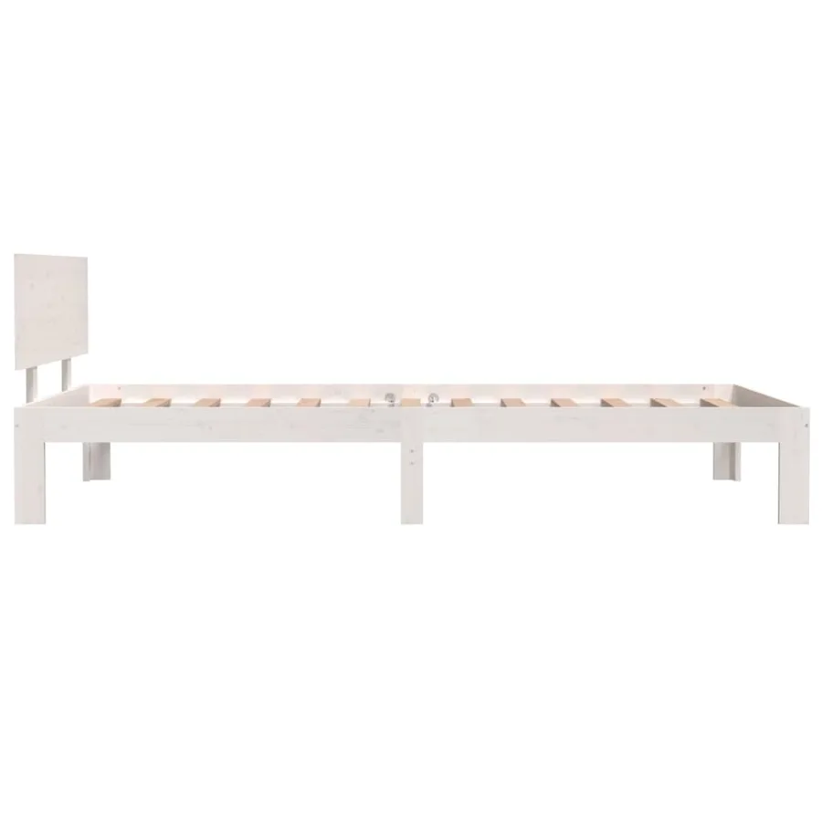 Cadre de lit sans matelas blanc bois de pin massif 100x200 cm - 5