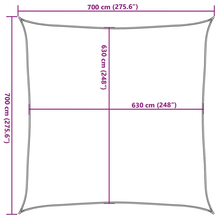 Voile d'ombrage 160 g/m² Blanc 7x7 m PEHD - 10